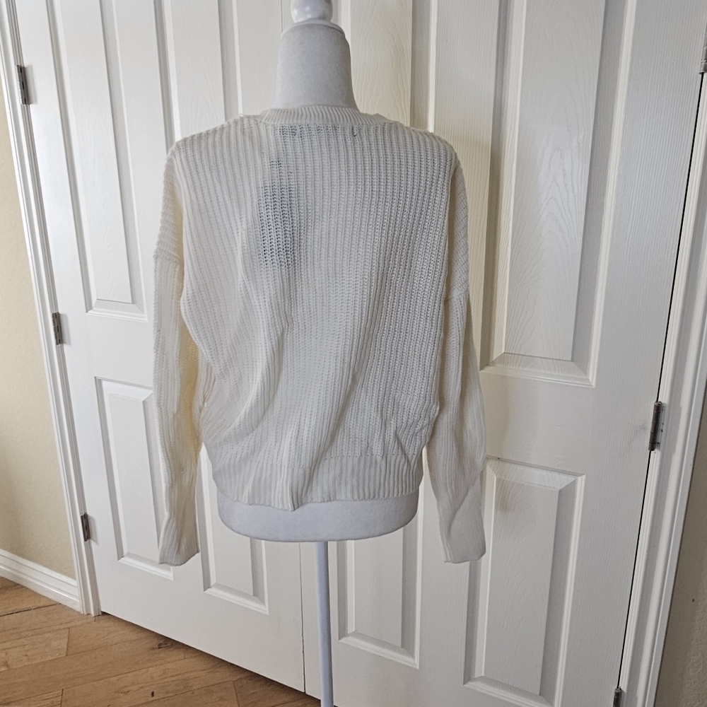 NWT Vero Moda Lea Birch White Long Sleeve V-Neck Cuff Cardigan Sweater Sz L - Picture 6 of 10